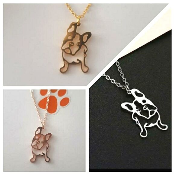 French Bulldog Shiny Charm Stainless Steel Adjustable 18" - 20" Necklace - Picture 1 of 12